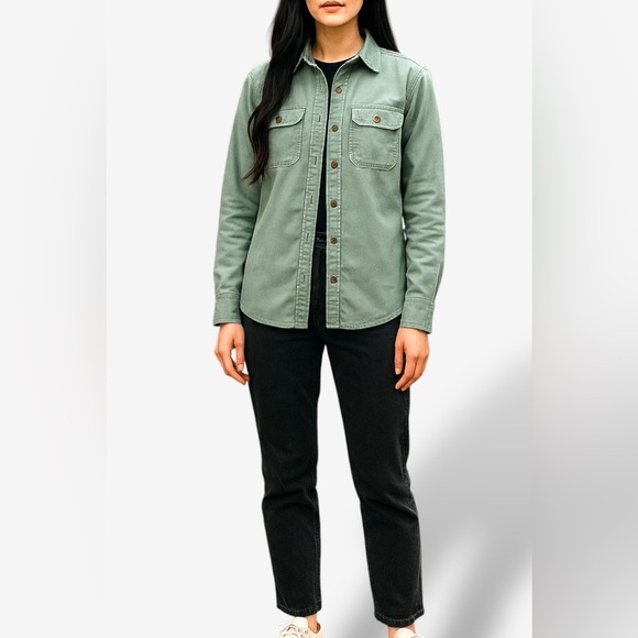J.Crew | Green Military Pocket Shirt, Size 2, Shacket, Cotton - Picture 2 of 10